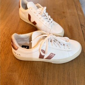 Veja White and Copper Sneakers